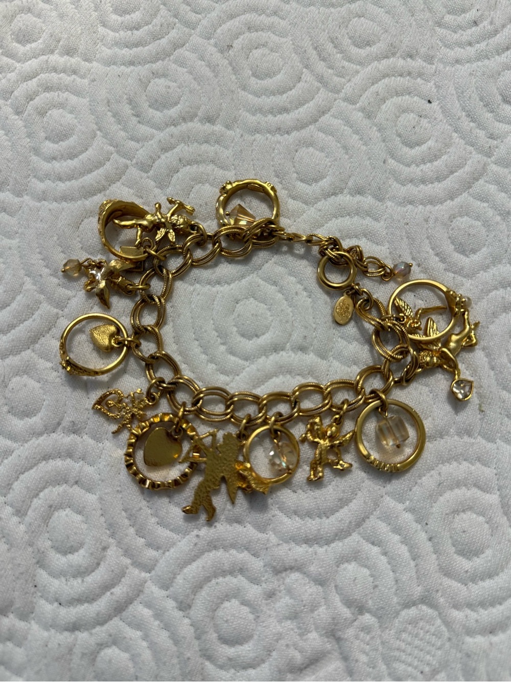 Kirks Folly Vintage Secret Of The Seven Angels Golden Rings Charm Bracelet - Picture 6 of 7